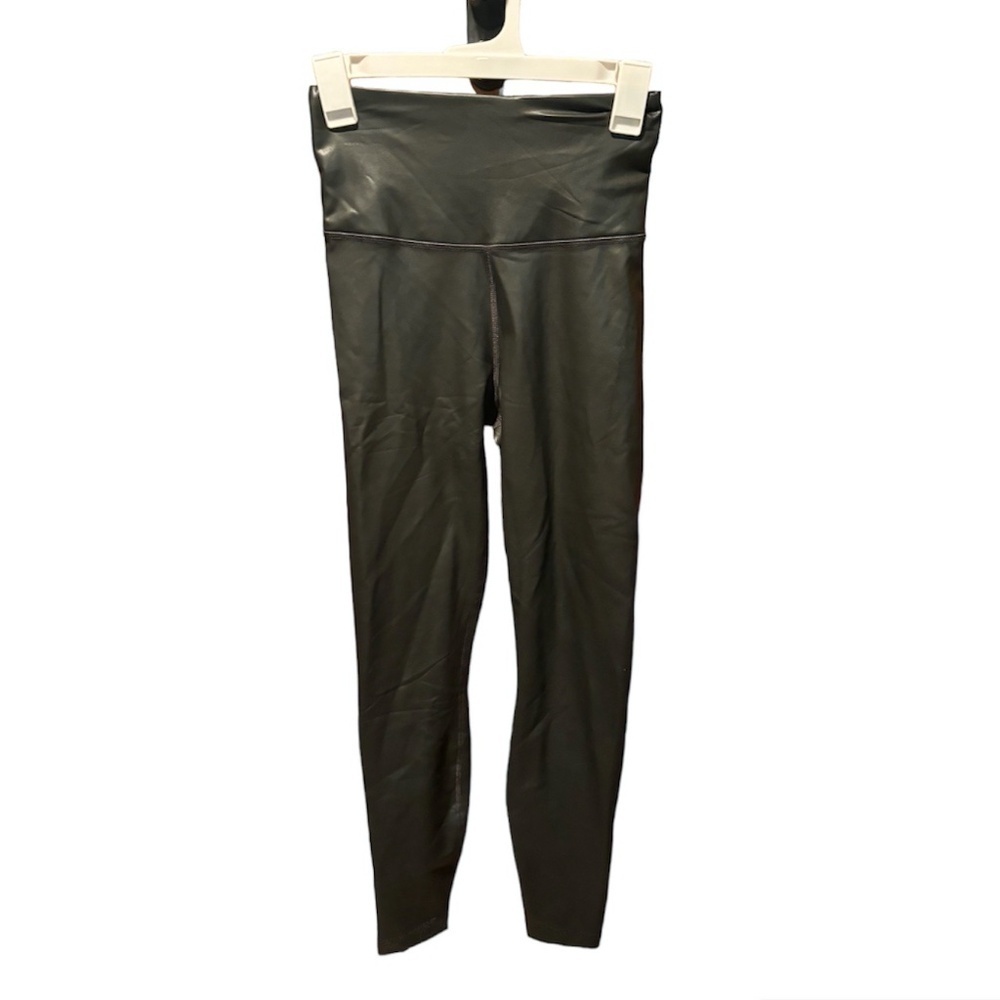 90 Degrees by Reflex Faux Leather Leggings in Military Green XS